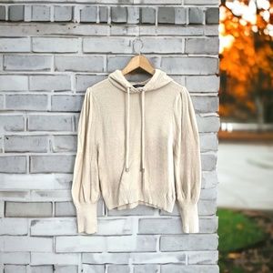 Womens Express Hooded Puff Sleeve Sweater Size Medium